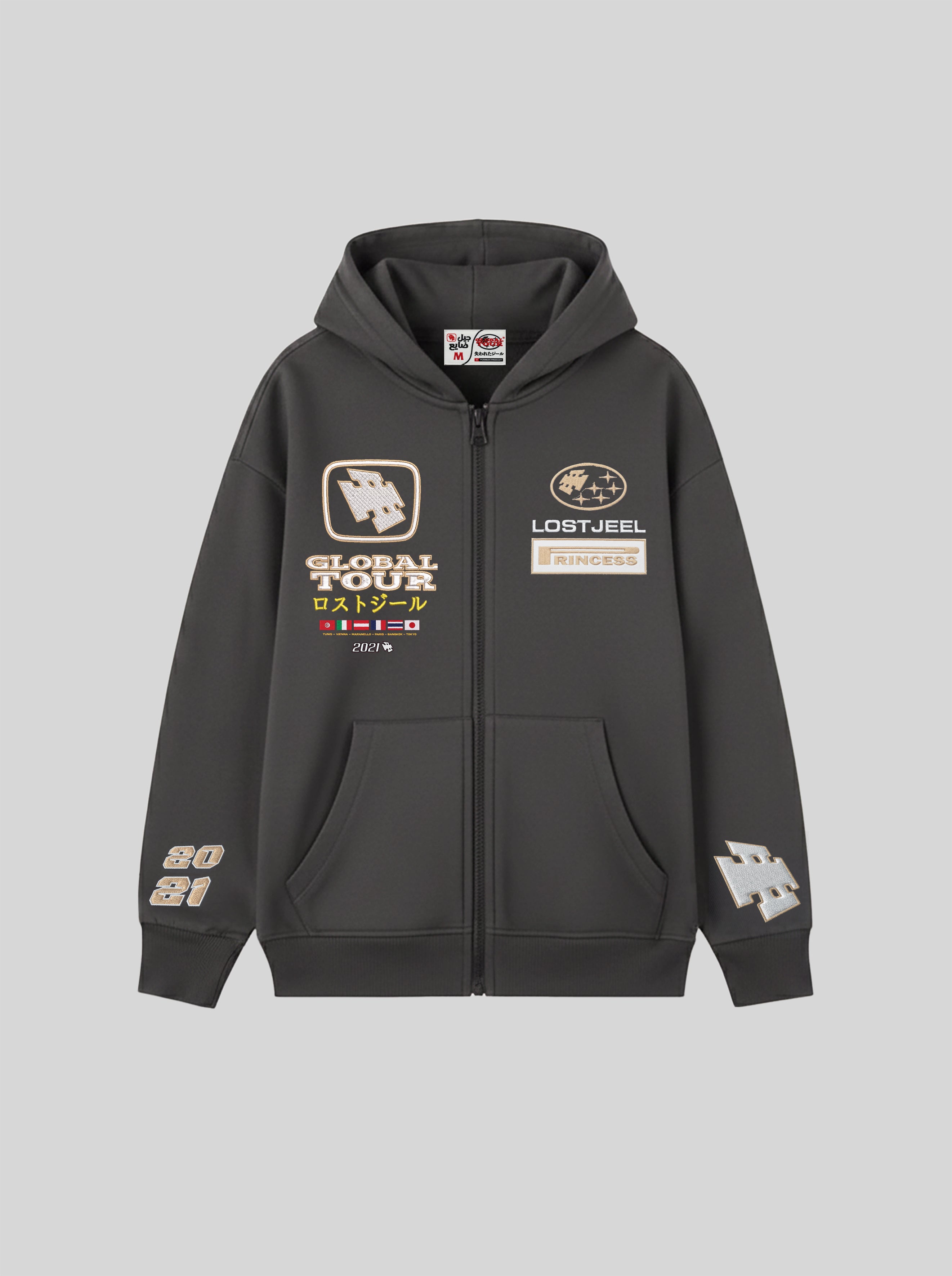 Global Tour Zip-up Hoodie (Dark Grey) – Lostjeel